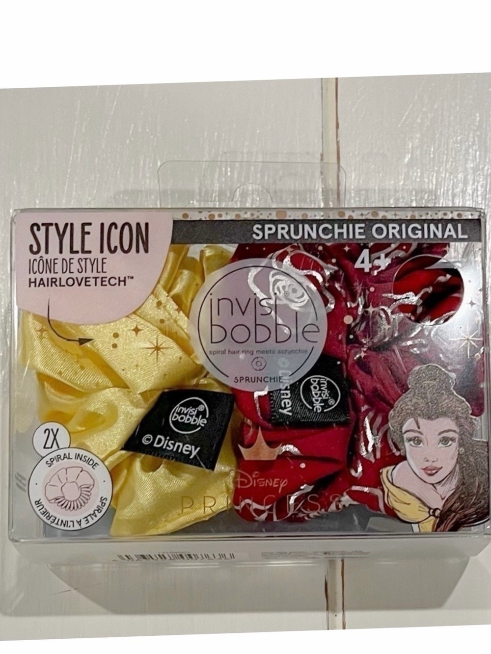Invisibobble Disney Princess Belle Sprunchie Original Hair Ties Set NIB